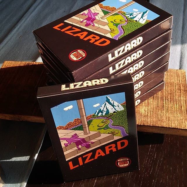 Sumez's tweet photo. @Lizard_NES finally arrived! Picked up a copy for myself and seven other locals who were interested! Completely loving the game so far. #lizardnes #nesdev #homebrew #infiniteneslives https://t.co/8WmD4h0XXD