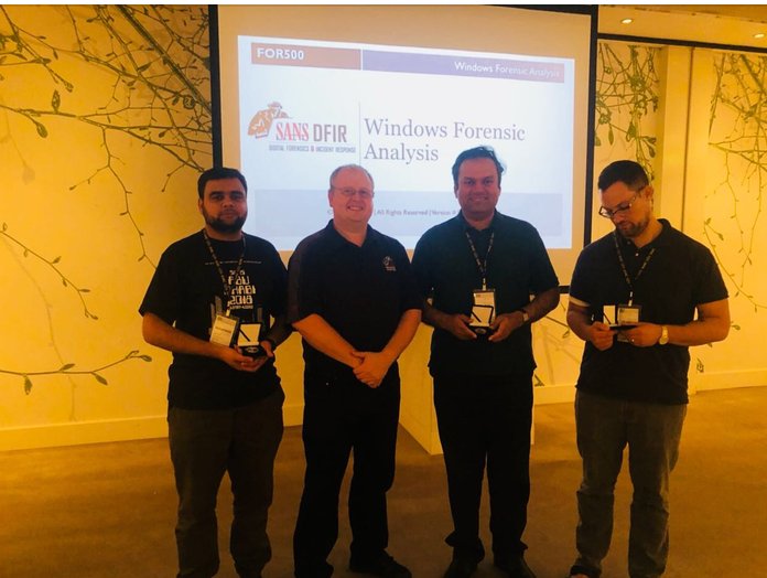 SANSEMEA's tweet photo. Challenge winners from #SEC503, ICS410 and FOR500 at #SANSAbuDhabi. Interested in taking a course in the #ME region? You're next opportunity is at #SANSRiyadh from April 28th. Learn more here: https://t.co/JeRKMiYJA0 https://t.co/9lnWVCselh