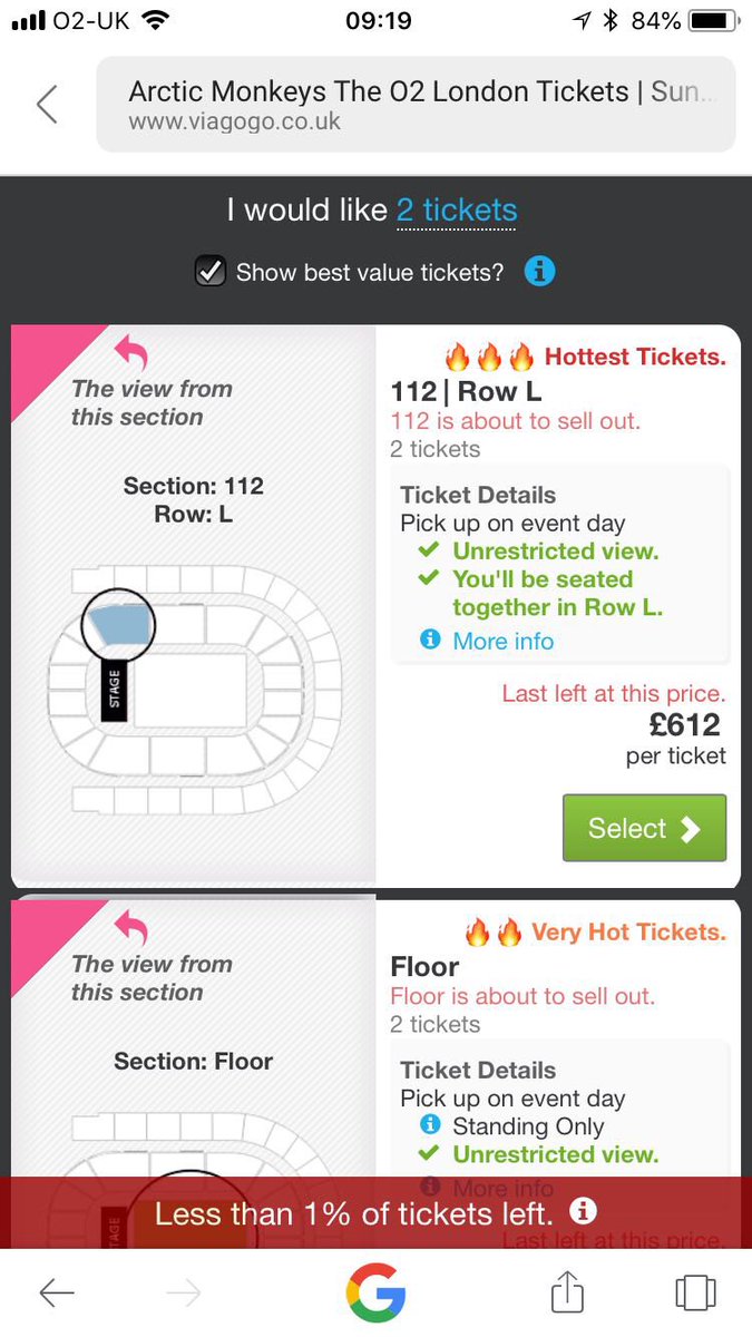 HanburyChris's tweet photo. £600 - £2200 per ticket is an absolute rip off! What is being done about re-seller sites? Any advice @FanFairAlliance? @ArcticMonkeys #gigtickets #ripoff #arcticmonkeys https://t.co/ZCDZul5xDY