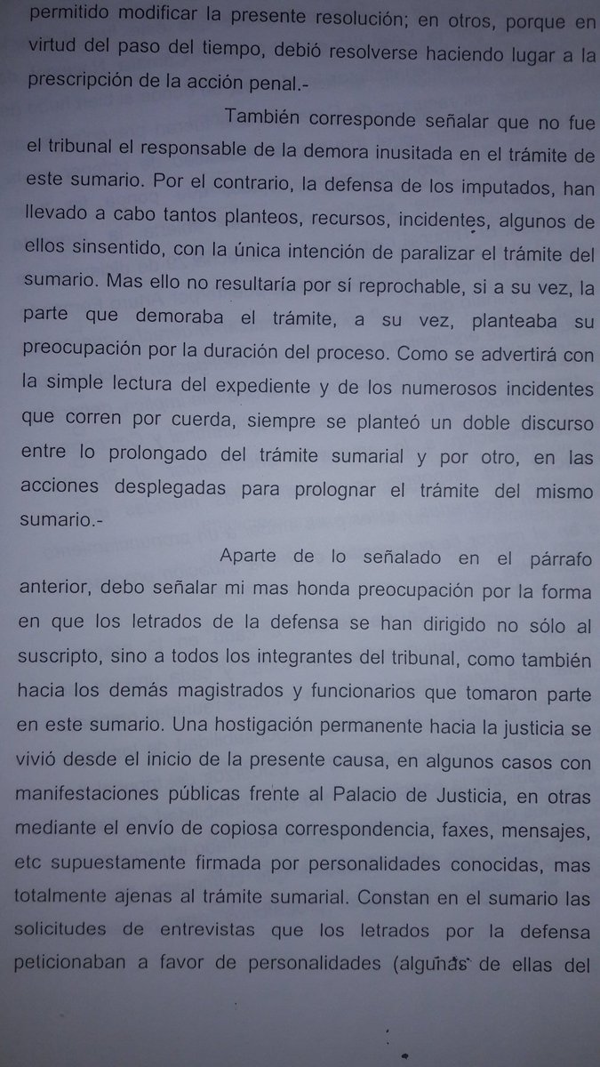 LEYANTISECTAS's tweet photo. El en fallo por la prescripción penal de la causa, dejan bien en claro como los jueces que se hicieron cargo de la causa sufrieron ataques y presiones para demorar y cerrar la causa. En el último párrafo hace referencia al escrito que publique firmado por los organismos de #DDHH https://t.co/milDaxXEYw