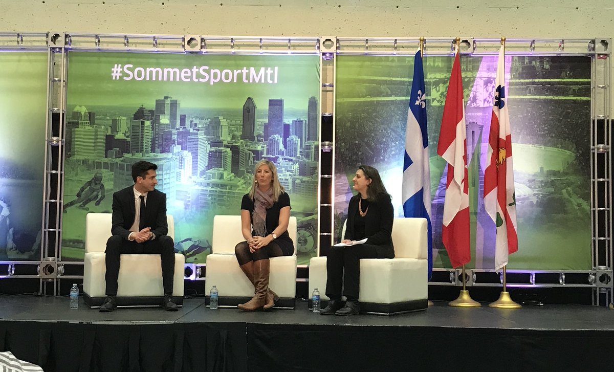 am_beauchemin's tweet photo. Superbes échanges de @mpbergevin @BMOfr et @FDumaisF1 @Elevent_co sur le panel #SommetSportMtl sur le financement à travers la commandite. https://t.co/cgwXRWRhD4