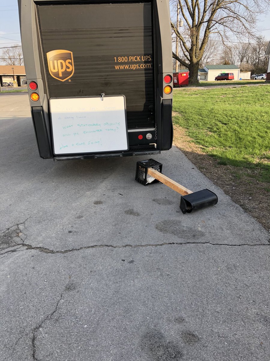 harnett151's tweet photo. Stationary objects demo! What stationary objects will you encounter daily! #safetyfirst #safefriday @jrindafernshaw @dwightclarkson @kma2910 @WRSafety_UPS https://t.co/vxLE4oZPRu