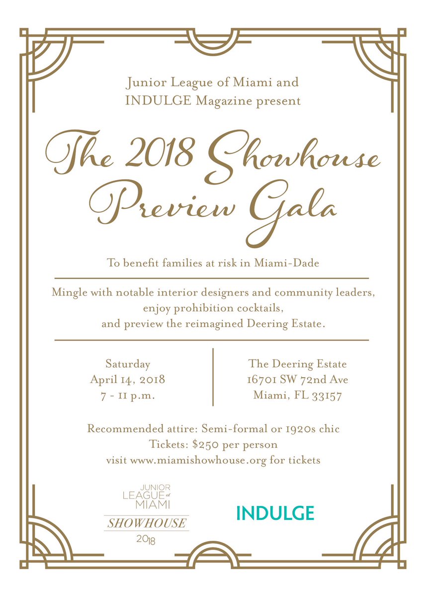 Join us and <a href="/MiamiIndulge/">miamiindulge</a> tomorrow evening at the #MiamiShowhouse Preview Gala to be amongst the first to see the reimagined spaces at the <a href="/DeeringEstate/">Deering Estate</a>.  In the spirit of Charles Deering, we are taking the event back to the 1920s. Buy tickets at miamishowhouse.org.