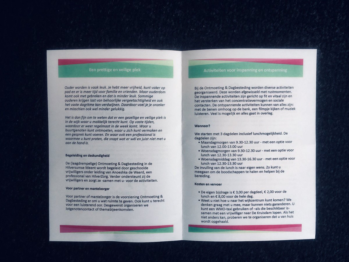 Nieuw: ‘Ontmoeting &amp; dagbesteding’ in de #Hilversum se Meent, initiatief vd wijkorganisatie ism <a href="/HilverZorg/">HilverZorg</a> en met subs. van <a href="/GemeenteHsum/">Gemeente Hilversum</a> 
Zonder #vrijwilligers niet  haalbaar!