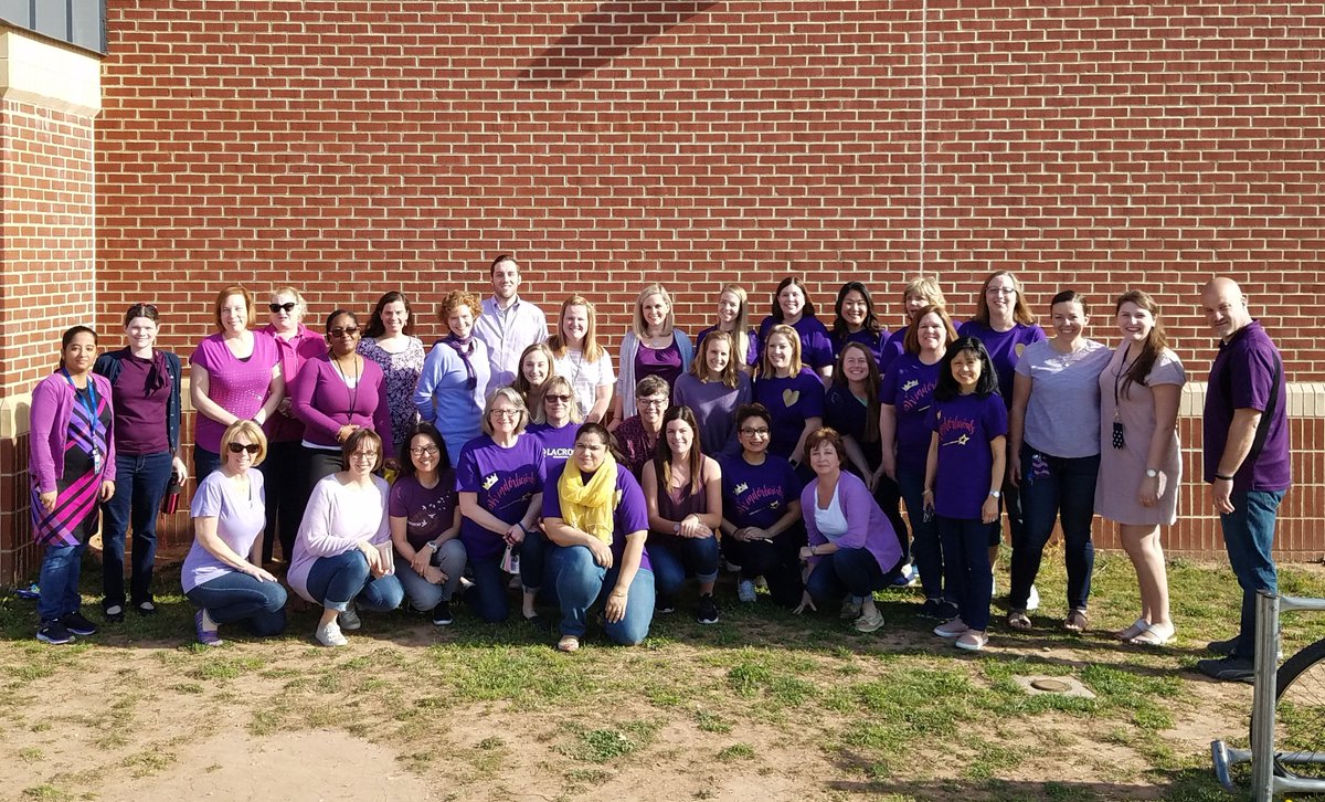 Laurel_Hill_ES's tweet photo. Check out our awesome staff members wearing purple to show our appreciation to our Military Families! Purple Up for Military Kids! @fcpsnews @Region4FCPS https://t.co/2szShPrfL2