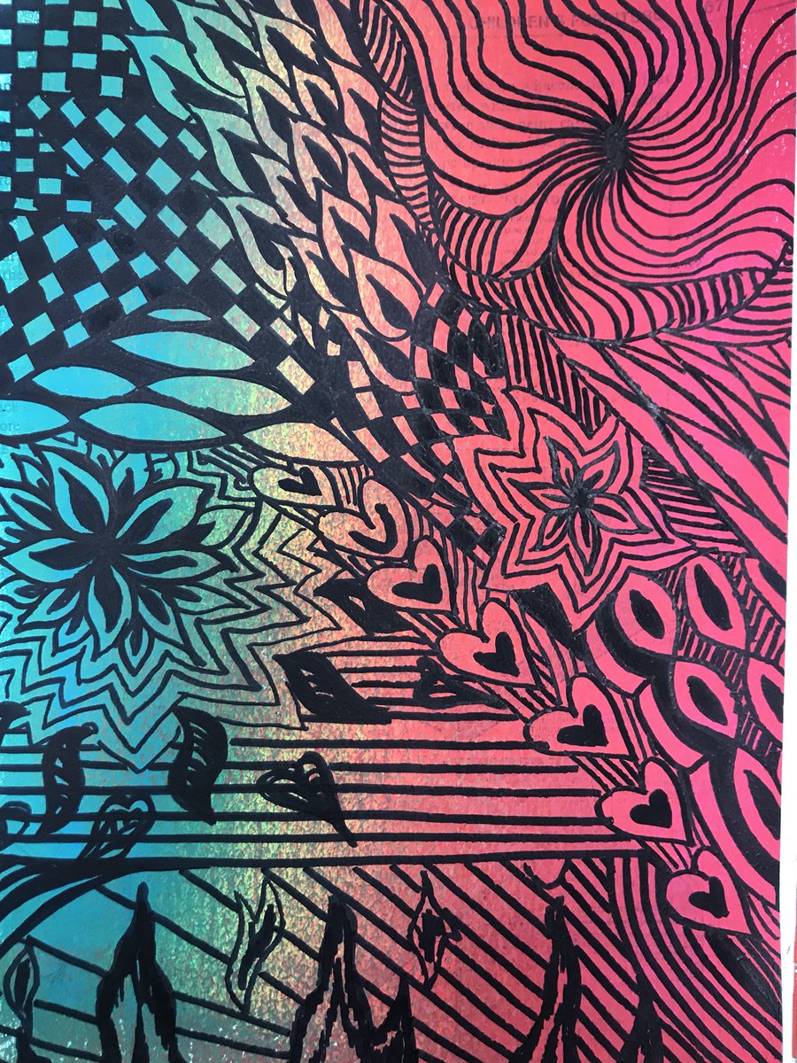 MsMakART's tweet image. Student work at @MonroeHS_NC these are #zendoodles