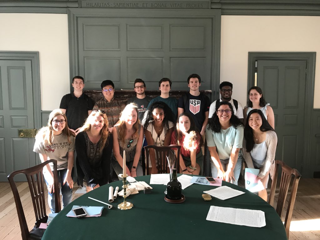 JP_Barber's tweet photo. My Fraternities &amp; Sororities class met yesterday where it all began...Raleigh Tavern! We had class in the Apollo Room, where 5 @williamandmary students founded @PhiBetaKappa on Dec 5, 1776. Thanks to @colonialwmsburg for letting us use this historic space. #GreekChat #SAChat https://t.co/E1YL64NFuS