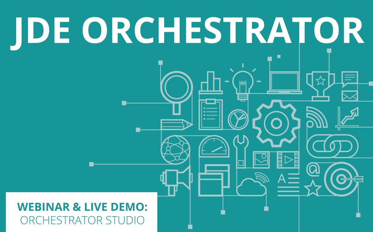 ERP1Consulting's tweet photo. REGISTRATION OPEN: Join us for a brand new webinar + live demo next week, featuring the #JDE Orchestration Studio with Tools 9.2.2.2 - the latest feature of the citizen developer components developed by JDE. Reserve your spot here: https://t.co/rRrSZRXHE3 #Oracle #E1 #ERP1 https://t.co/69Cjcq6kCG