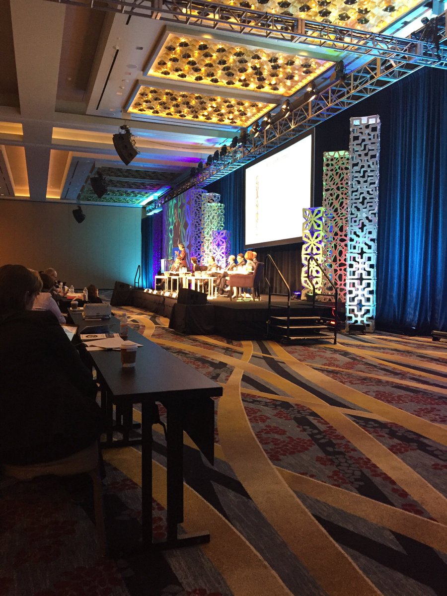 nat_droz's tweet photo. .@vestager jokes she’s actually happy to be speaking to a room without windows and full of lawyers on her 50th bday #atspring18 https://t.co/DS4OGGJzEP