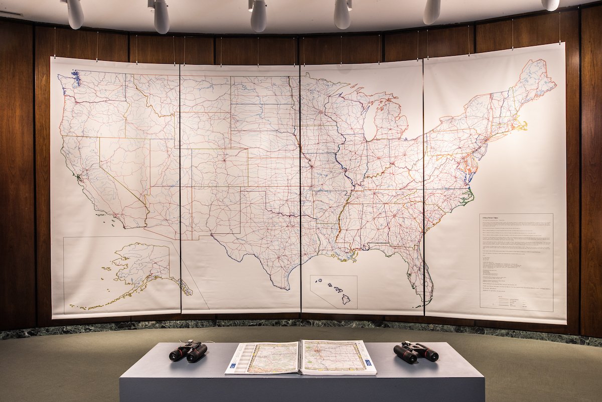 CPNAS's tweet photo. See @RLukeDuBois' #DuBoisData exhibition in our Upstairs Gallery through August 15, 2018. DuBois browsed 19 million American dating-site profiles, figured out the most unique word used in every zip code, and re-mapped the US accordingly. #sciart https://t.co/N1w87cEIRC