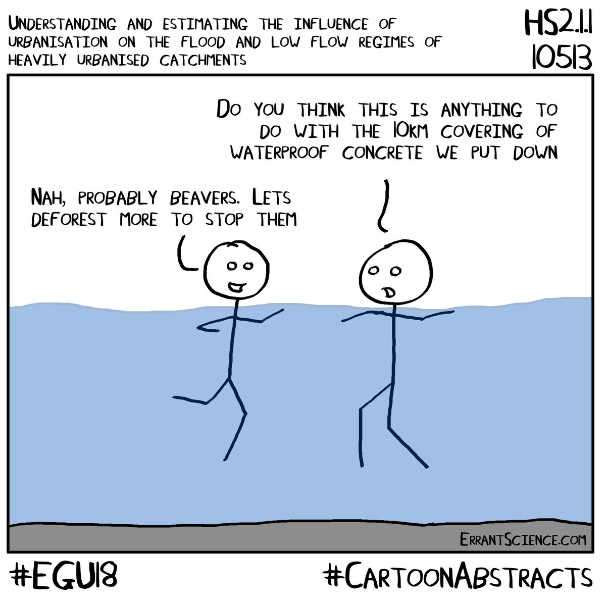 ErrantScience's tweet photo. #CartoonAbstracts from #EGU18 how urbanisation is linked to runoff... although I refuse to accept that it's not beavers, fluffy toothy demons @EuroGeosciences https://t.co/EXugp2ZzKc