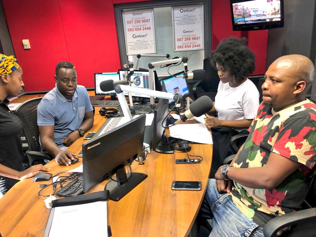 CapricornFM's tweet photo. @professorkalawa is in studio with @DjComplexion &amp; @Mpho_Mashita talking about his album, #ComposedByJesusChrist #TheUltimate326 https://t.co/LPR32Sf9ip