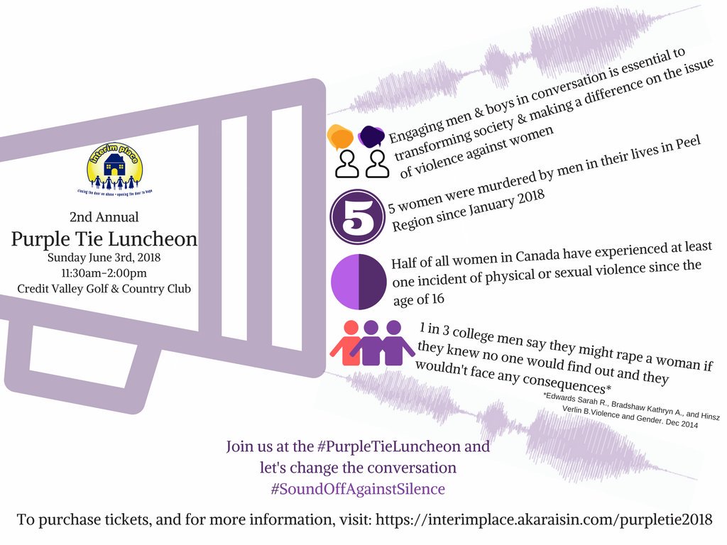 Engaging men &amp; boys in conversation is essential to transforming society &amp; making a difference on the issue of violence against women #SoundOffAgainstSilence #endVAW Attend #PurpleTieLuncheon2018 Get your tickets here: bit.ly/2H1GCAt