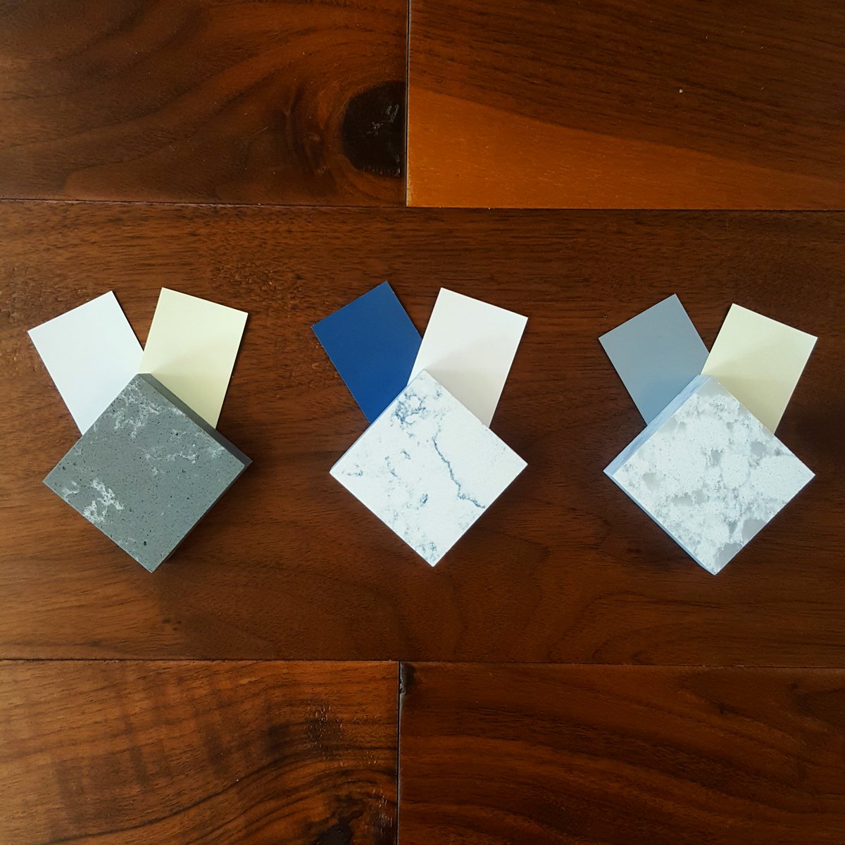 SPACEarchitects's tweet photo. We've got a few options of gorgeous countertops, wall colors, and backsplashes sitting on the brand new wood flooring! ✌️ What's your favorite color combination? 

.
. 
.

.
#kitchen #kitchendesign #interiors #interiordesign #architecture #materialspalette #materialsamples #stl https://t.co/FwUK3VmwU4