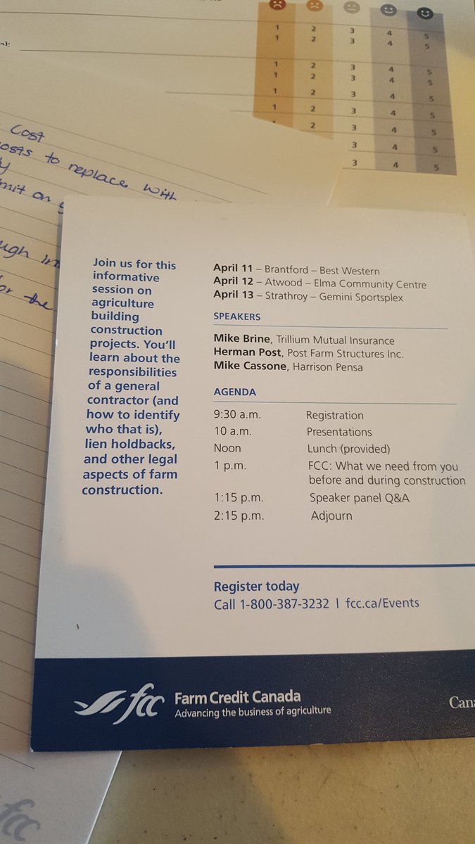 BirnamPork's tweet photo. Mike Brine @TrilliumMutual discusses "Who is responsible for the insurance on new construction?" Have the insurance talk before you start your construction project. Agricultural Building Projects #FCCAgKnowledge @FCCagriculture https://t.co/xBJ6P3FDyc