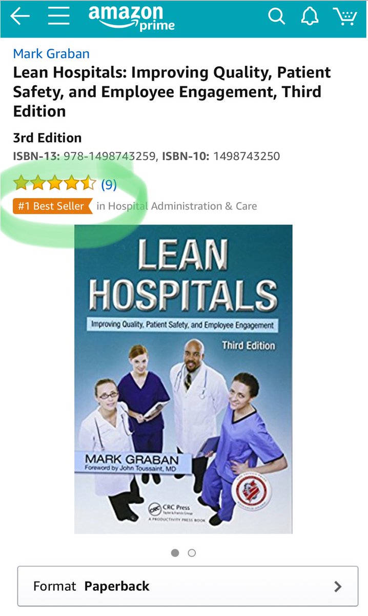 My book <a href="/LeanHospitals/">Mark Graban</a> is currently the #1 best seller in Amazon's "Hospital Administration &amp; Care" category amzn.to/2qs8hRf