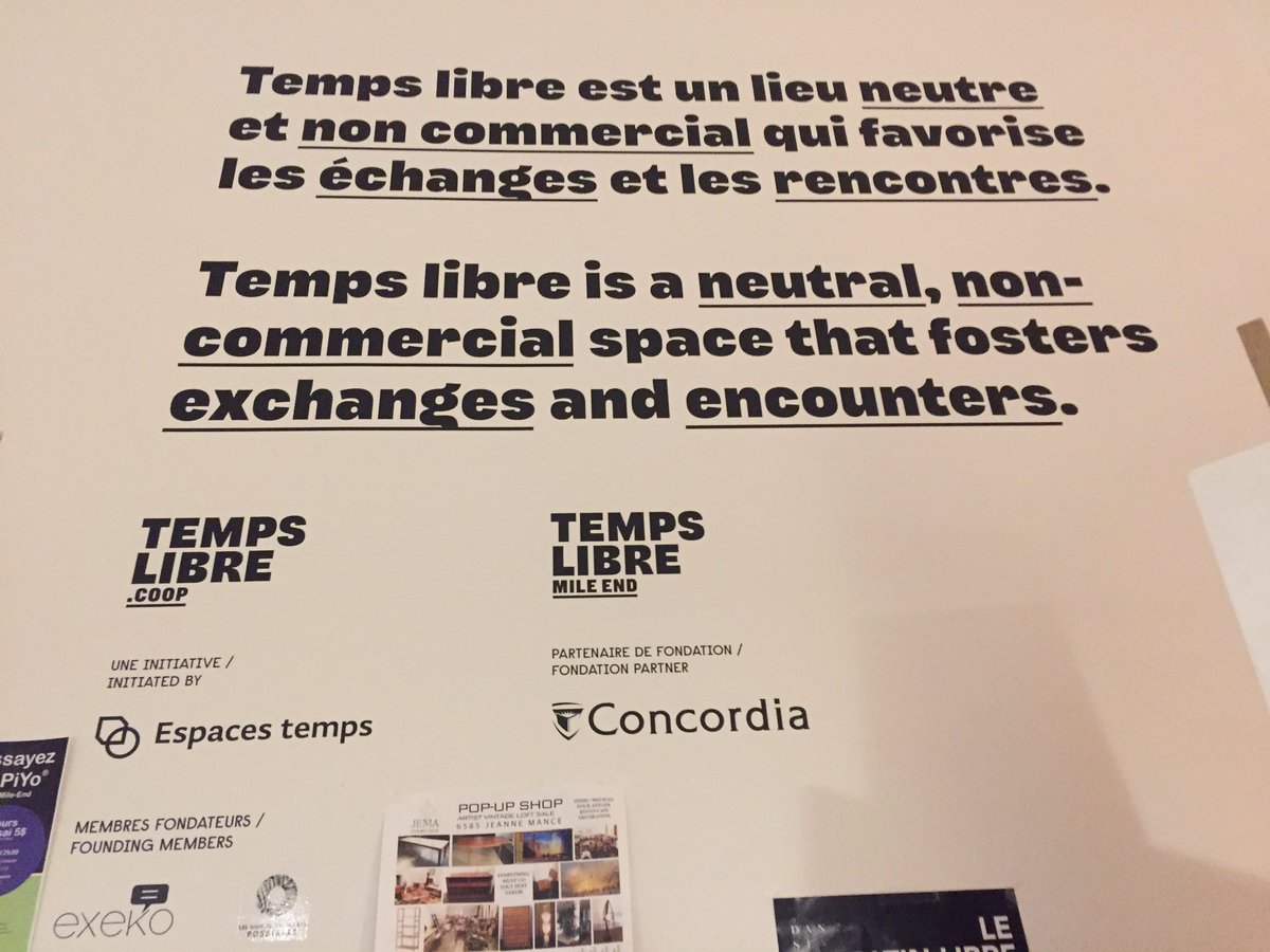 _SuzyFlies_'s tweet photo. @cooptempslibre par @espaces_temps lieu magique ouvert intelligent de coopération  #rencontres #coworking #garderie Mile End #Montreal https://t.co/HTtzIGm47T