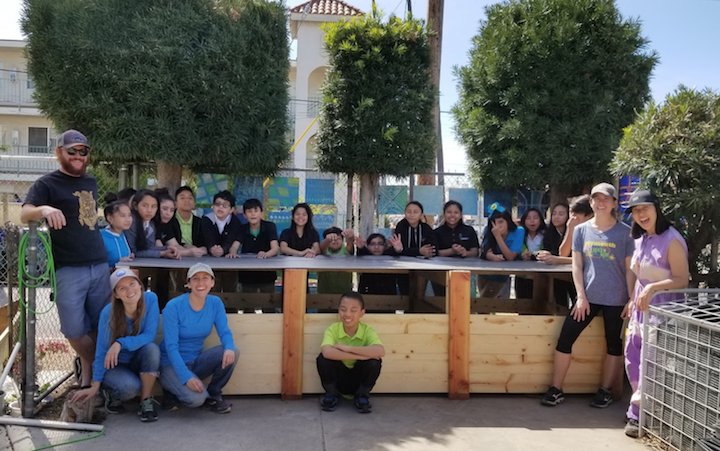 GoodFoodLA's tweet photo. #FreetheFoodFriday: @EnviroCharter teacher Brandon and his middle school class completed their big compost bin build this week! These #foodwaste warriors are learning how to #freethefood from landfills in the classroom and applying it at school &amp; at home! #zerowaste https://t.co/z8ofZzt6Wc