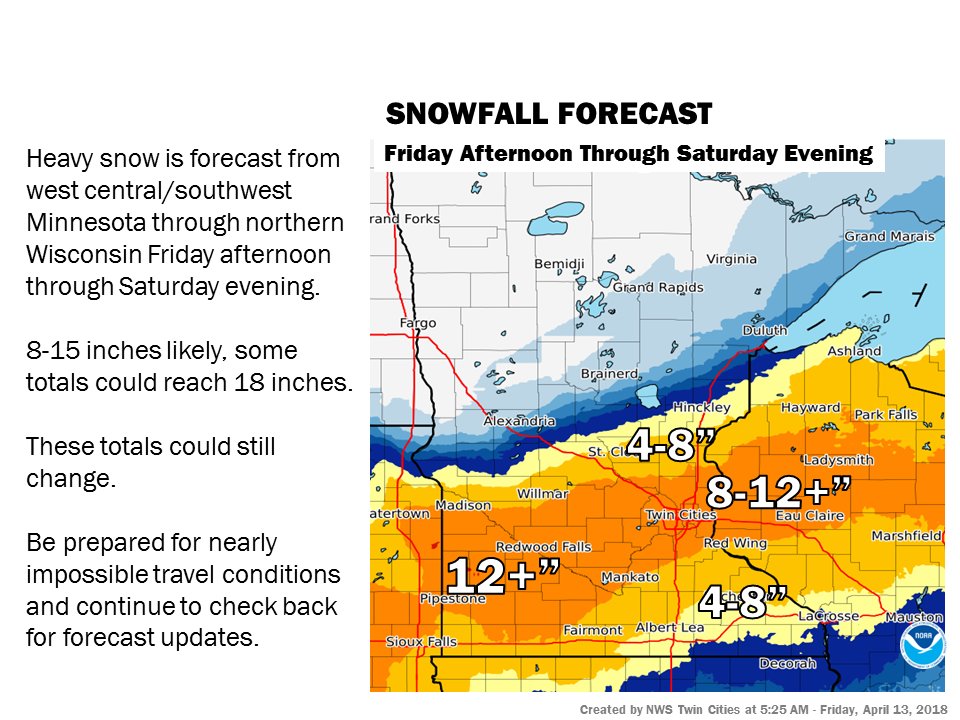 MnDOT's tweet image. What's scarier than Friday the 13th? 
Thunderstorms, hail, a blizzard and freezing rain—all of which are headed our way.

Use the @NWSTwinCities for forecast info and 511mn.org for updated road conditions before you travel.