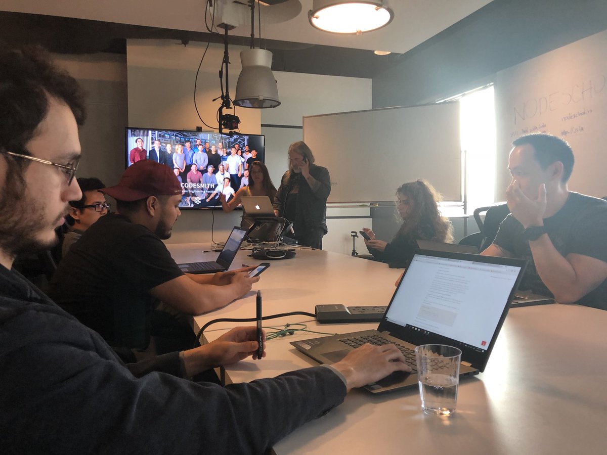 javascriptjoey's tweet photo. Had an awesome night with the team @codesmithio can’t wait to go back . Good vibes good people and such an awesome work shop on higher order functions and callbacks . #fullstack #javascript #js #javascriptandchill #codesmith #devlife #LosAngelesCA https://t.co/nr0tXeXrHv