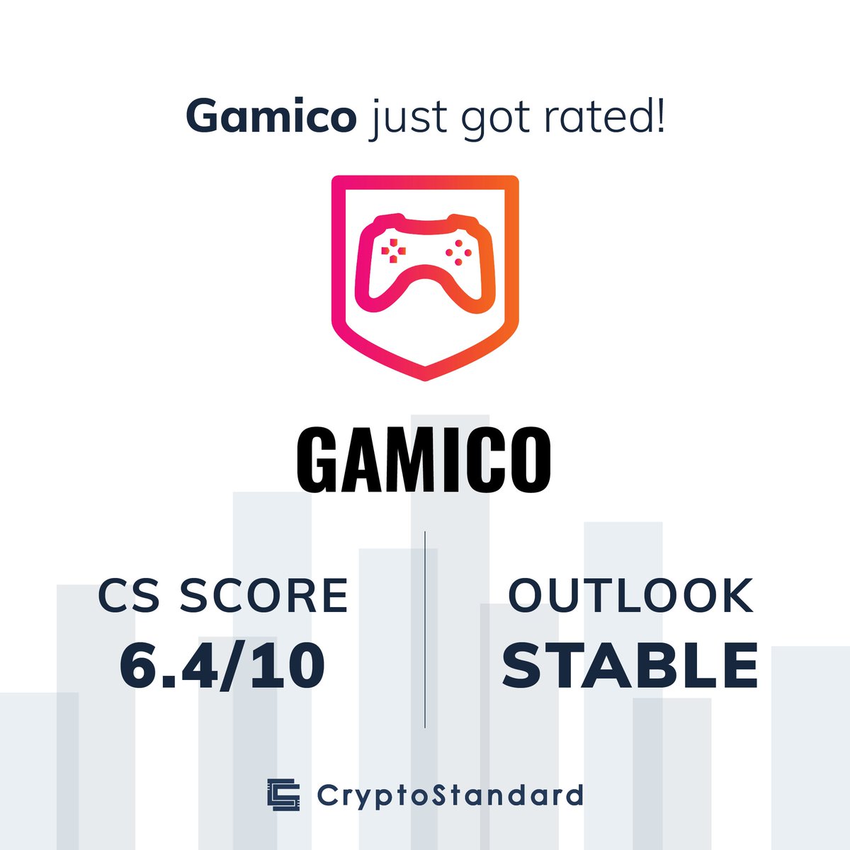 Gamico Ratings by CryptoStandard

A CryptoStandard Score of 6.4 and a Stable outlook are assigned to Gamico.

See our analysis on this ICO: cryptostandard.io/ico/gamico/

@OfficialGamico #cryptostandard #crypto #cryptocurrency #ico #cryptonews #InitialCoinOffering #newcoinsmarketing