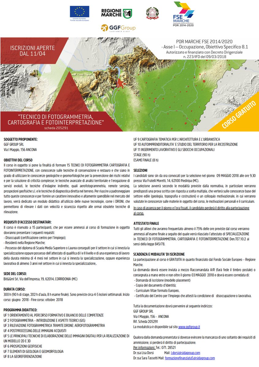 Vuoi diventare Tecnico di #Fotogrammetria, #Cartografia e #Fotointerpretazione? Iscriviti al nostro corso GRATUITO!  Obiettivi, requisiti e domanda di iscrizione su ggfgroup.it/tecnico-fotogr…