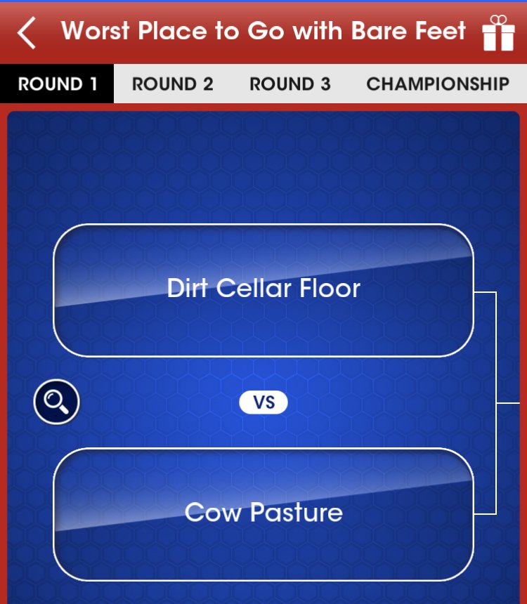 FantasyBrackets's tweet image. Hmmmm... pretty awful choices! #barefeet #bracket