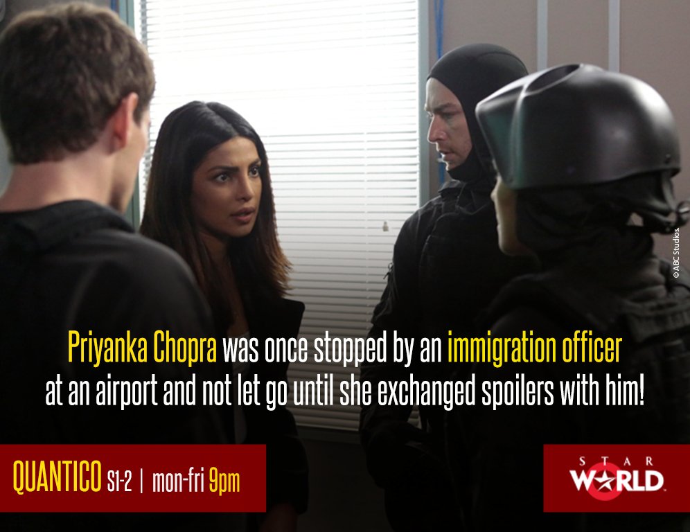 StarWorldIndia's tweet photo. Priyanka’s fame in America sometimes gets her into some hilarious situations. #QuanticoOnSW https://t.co/mjgYsxy0hf