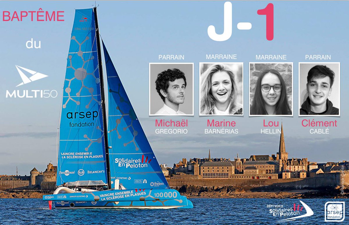 [BAPTÊME] J-1 🍾 Demain, l'imitateur <a href="/michaelgregorio/">michael gregorio</a>, #MarineBarnérias #seperhero, #LouHellin et #ClémentCablé baptiseront le <a href="/Multi50/">Multi50</a> Solidaires En Peloton - ARSEP❗RDV avec <a href="/thibautvauchel/">thibaut vauchel</a> à 1️⃣7️⃣H0️⃣0️⃣ Esplanade Saint-Vincent à <a href="/VilleSaintMalo/">Ville de Saint-Malo</a> pour ce grand moment❗