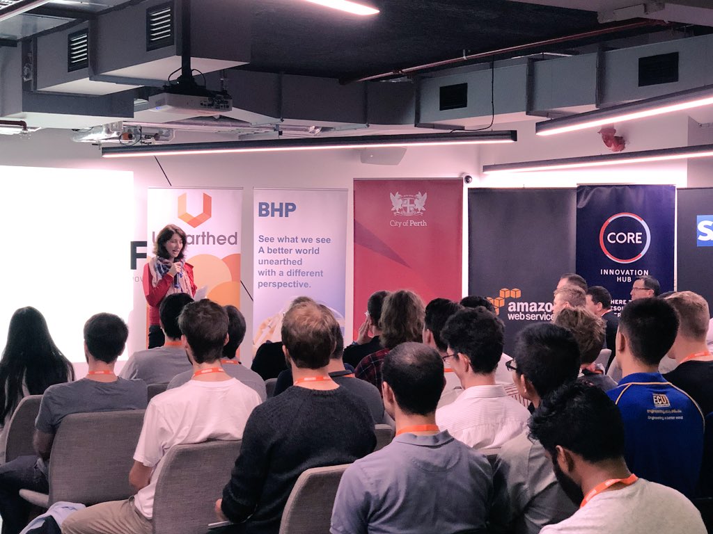 Unearthed_S's tweet photo. “While your brain is solving a particular problem, use your brain to solve another problem - the entrepreneur’s problem,” @msjemmagreen sharing words of encouragement to innovators at #UnearthedPerth https://t.co/0Zr9gYDStK