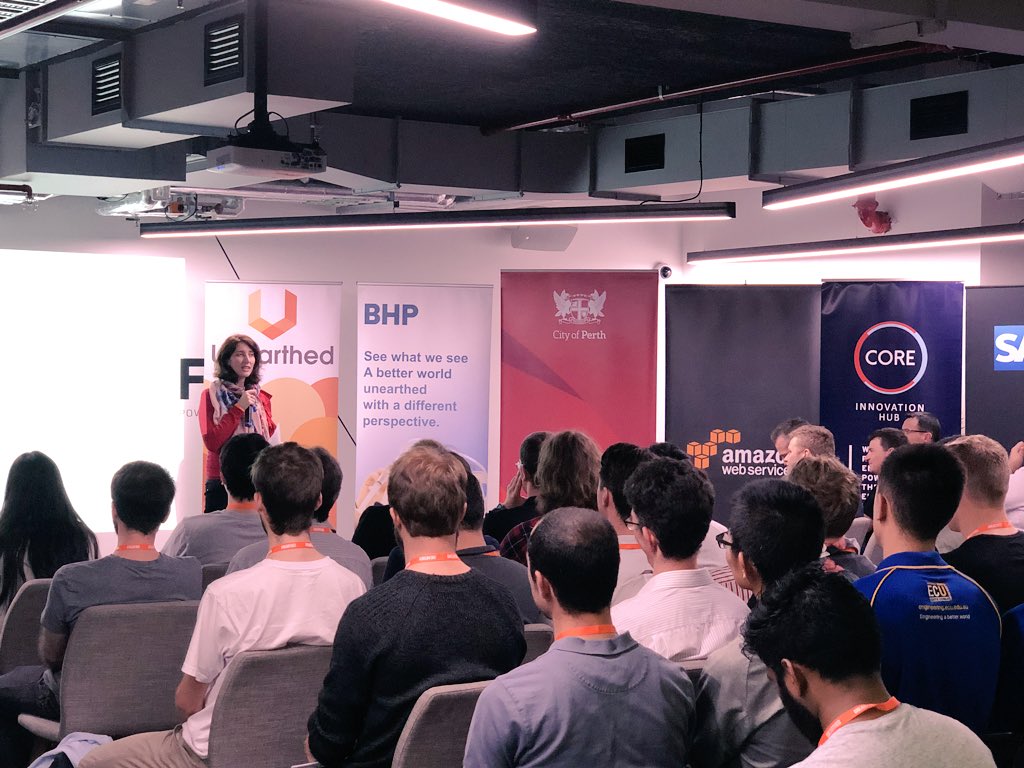 Unearthed_S's tweet photo. “While your brain is solving a particular problem, use your brain to solve another problem - the entrepreneur’s problem,” @msjemmagreen sharing words of encouragement to innovators at #UnearthedPerth https://t.co/0Zr9gYDStK