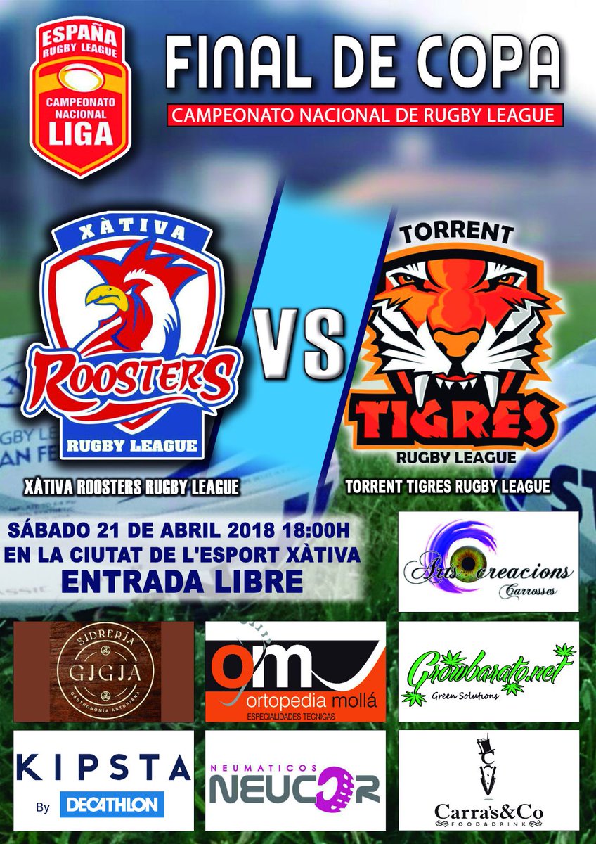 La final de #Copa será en #Xativa 
<a href="/TigresXIII/">Tigres Torrent CR</a> defiende título vs #XativaRoosters 

#SpainRugbyLeague