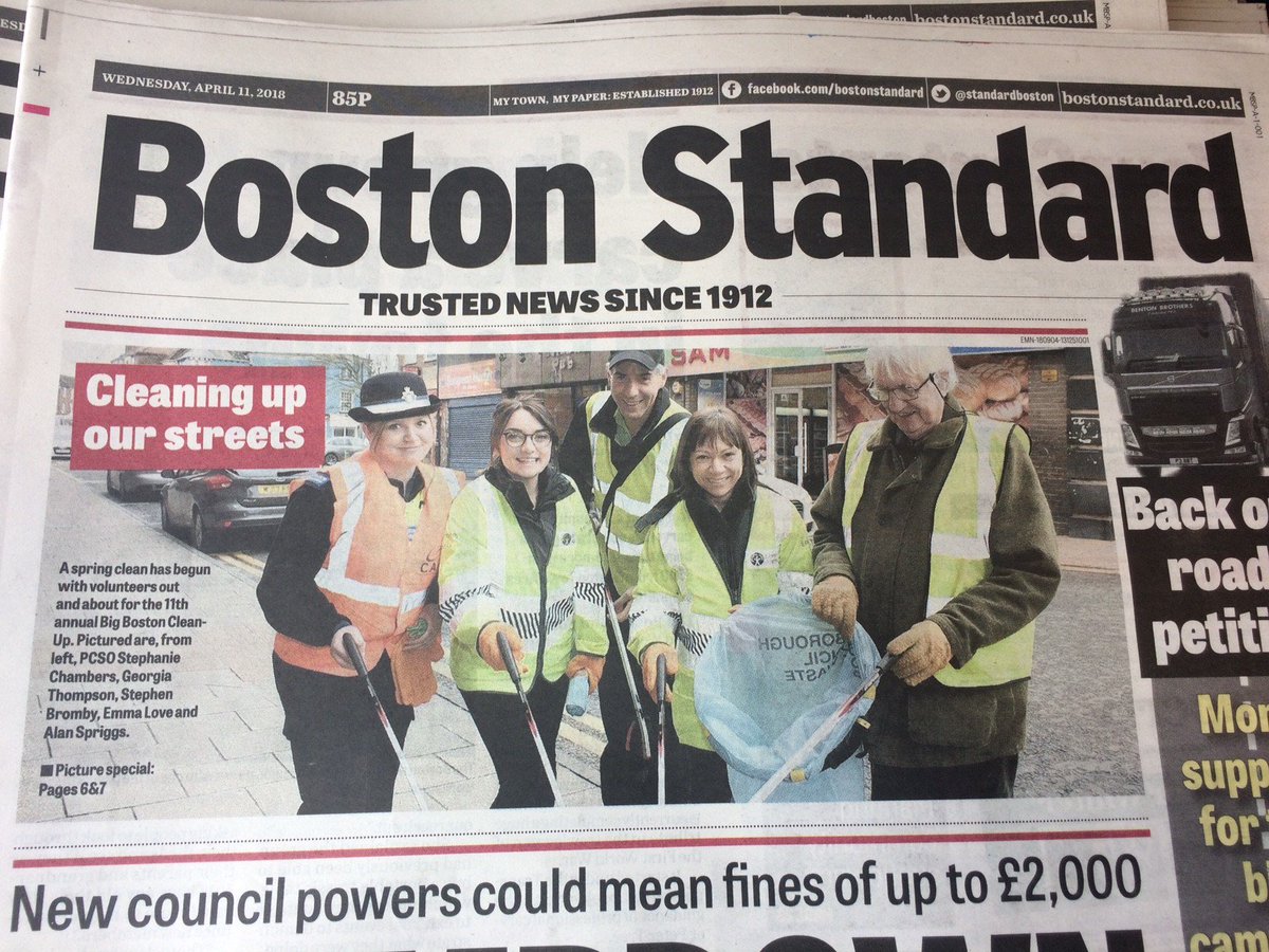 BostonBarrierEA's tweet photo. We made the front page! We really enjoyed helping alongside the local Field Ops team at @Bostonboro's #BigBostonCleanUp this week! #TeamEA https://t.co/xr9W84dA65