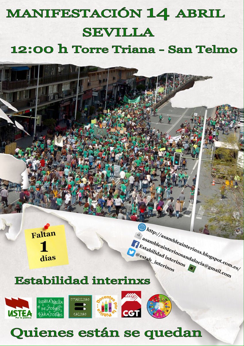 estab_interinos's tweet photo. COMPAÑER@S

Ha salido la convocatoria como se esperaba. Y con nocturnidad. Creemos que el vigilante de los Servicios Centrales ha sido el encargado de darle al botón de Intro del pc.

Mañana TOD@S a Sevilla!!!

#Estabilidadinterina 
#losqueestansequedan https://t.co/5VRxElY180