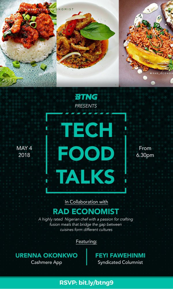 TeamBtng's tweet photo. Early bird tickets now sold out!!! Standard and Group tickets selling out quickly with only limited tickets available. Don't miss out https://t.co/wOpBmbVy2Q
#foodmeetstech #techandjollof #btng #buildthingformg18 https://t.co/J2RKwBXYgn