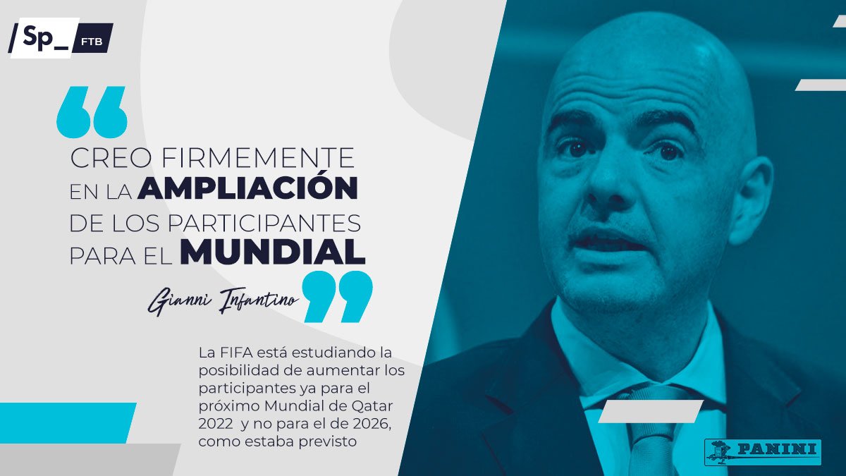 SpheraSports's tweet photo. El aumento de 32 selecciones a 48 podría llegar antes de lo previsto. ¿Qué opinión os merece esta hipotética decisión de la FIFA? Efectos colaterales: ¿álbumes del mundial con 1000 cromos? @paninicromos #quotes https://t.co/MOhrp4pUG4