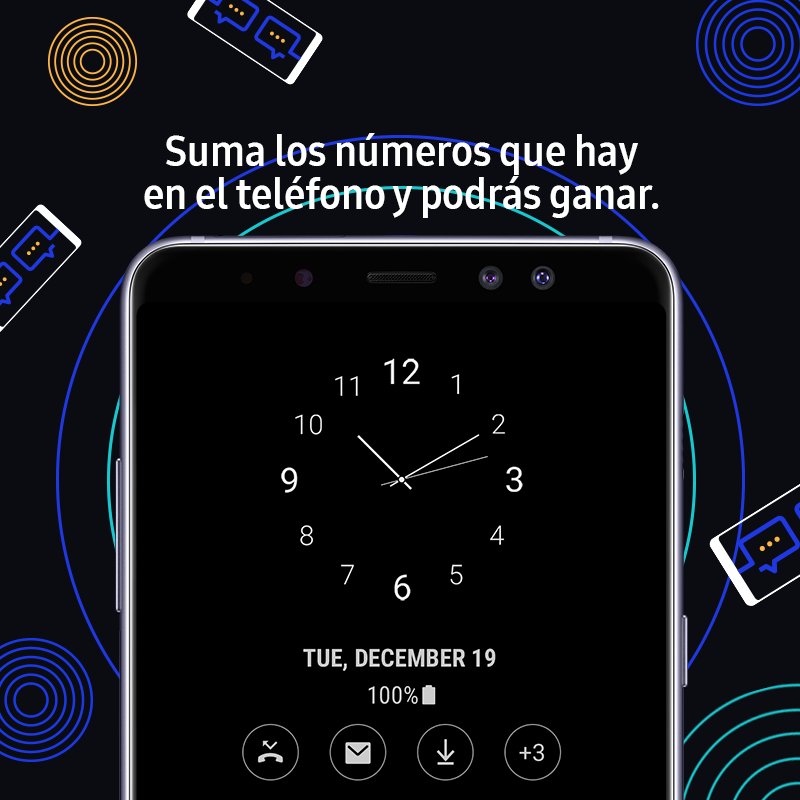 SamsungChile's tweet photo. ¡Si tienes ingenio este reto es para ti 😎! ¿Cuál es la suma de todos los números que hay en el teléfono? Selecciona la reacción de la respuesta correcta y podrás ganar un #GalaxyA8 👌🏼. https://t.co/aZNefqvXfJ