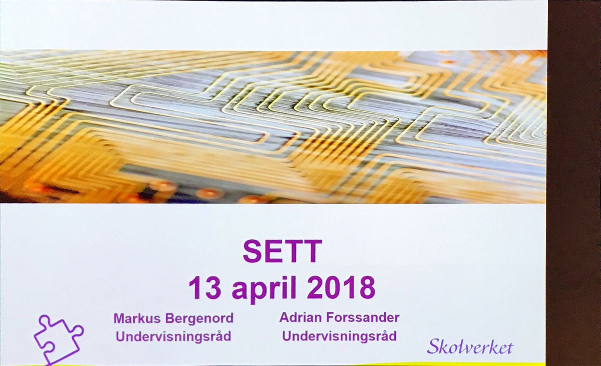 Klavins77's tweet photo. Ska precis lyssna på @Makkeberg och @hittaminfantasi om ”digital kompetens i förskolan”. Kör hårt! #SETT2018 https://t.co/sibjdMMBPK