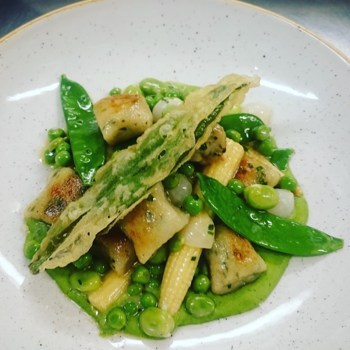 narldarini's tweet photo. Restaurant week - wild garlic gnocchi with spring vegetables @LakesDistillery @Caterite_Food https://t.co/ebKWfD2uMC