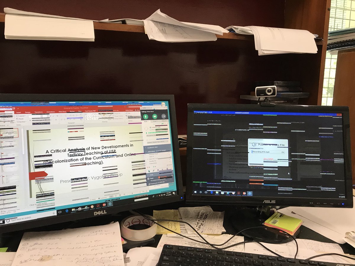 shikhanr's tweet photo. What an eventful Day: Despite all technical glitches with #BBB &amp; my office #computer, brilliant #online presentations by #ED401 candidates on #GoToMeeting platform from different locations in #Fiji &amp; #Vanuatu  #MadeMyDay ! #elearning #highered #learningandteaching https://t.co/7LAf0KSyTU
