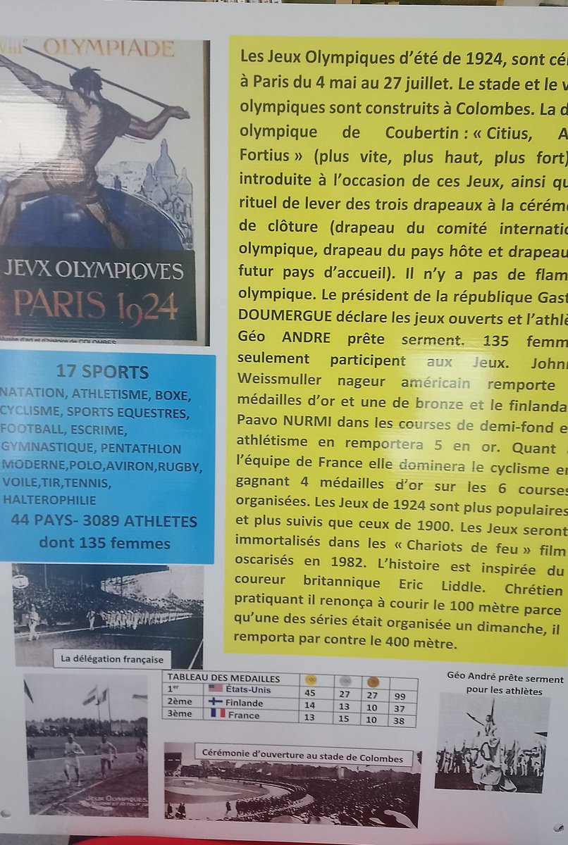 1/Suite expo JOP @UNSS93 pour sensibiliser les élèves et accompagner le <a href="/RelaisDu93/">RelaisOlympiqueDu93</a>. Les jeux olympiques en France depuis 1900 <a href="/seinesaintdenis/">Département de Seine-Saint-Denis</a> <a href="/inssd93/">IN SEINE-SAINT-DENIS</a> <a href="/unss/">UNSS_National</a> #PARIS2024