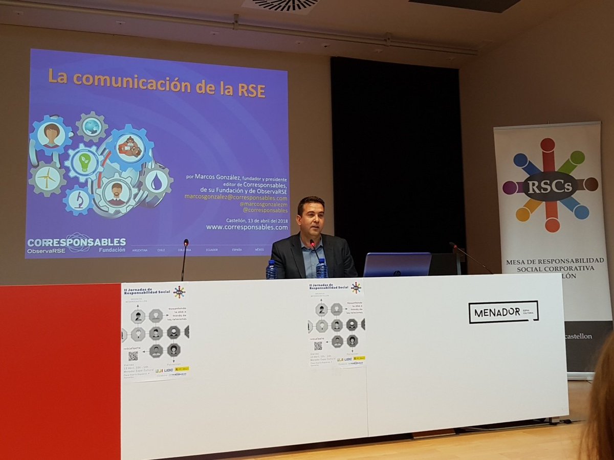 RsCcastellon's tweet photo. Y continuamos con la conferencia de @marcosgonzalezm de @Corresponsables y @ObservaRSE_ . "La comunicación de la RSE" #mesaRsc #responsabilidadsocial #comunicacion https://t.co/8MIx7b3tSM