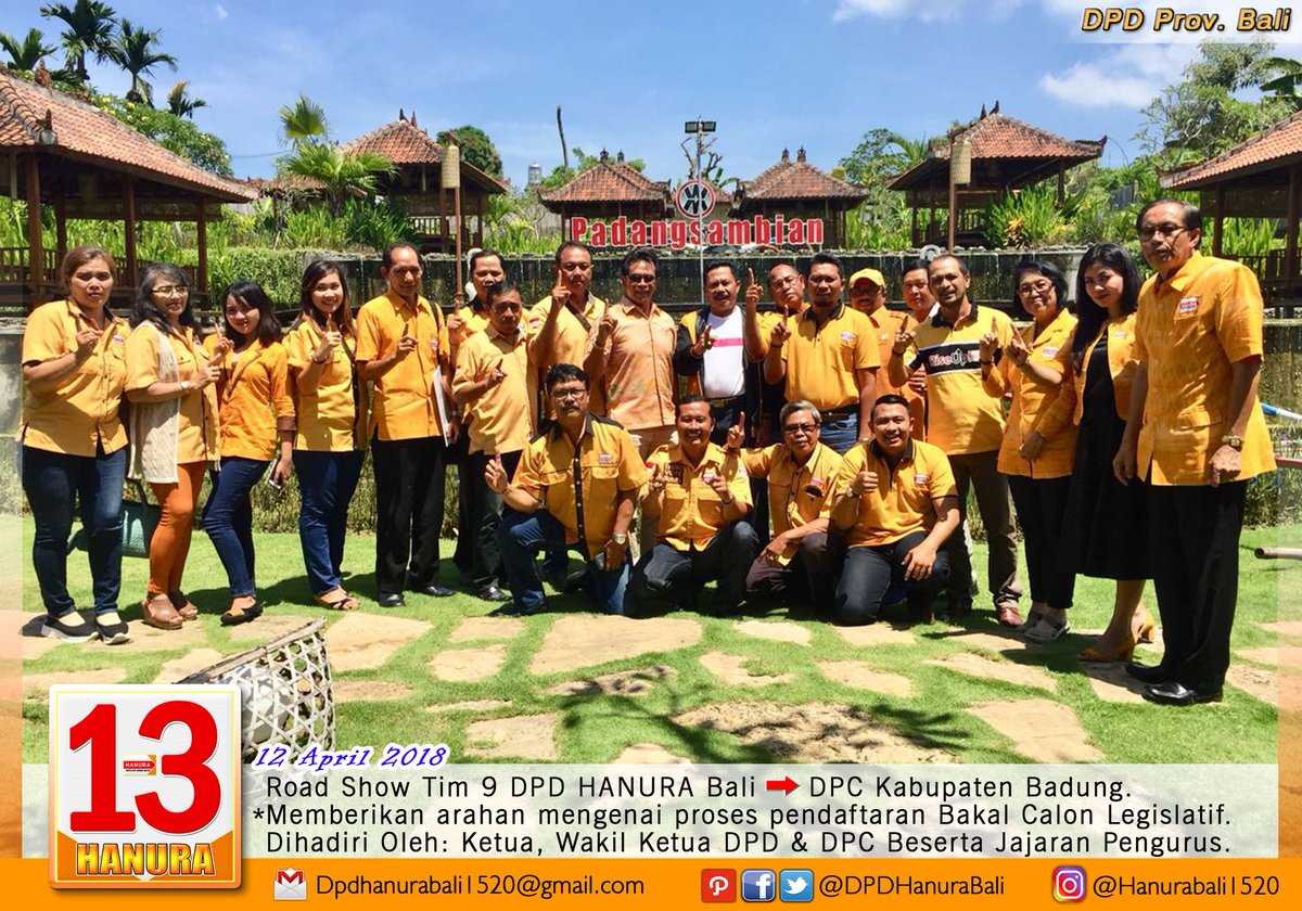 DPDHanuraBali's tweet photo. 12 April 2019.
Road Show Tim 9 DPD HANURA Bali DPC Kab. Badung &amp; DPC Kab. Karangasem. 
*Memberikan arahan mengenai proses pendaftaran Bakal Calon Legislatif 2019.
Dihadiri Oleh: Ketua &amp; jajaran pengurus DPD &amp; DPC Beserta Jajaran Pengurus. 
#hanura13angkit #hanura #indonesia https://t.co/iMJA12IIzh