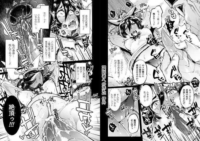 キルタイムさんの二次元コミックマガジン「磔にされたヒロインを極太男根で絶頂杭打ち!Vol.2」にモンスター娘を20P描かせて頂きました!!!!!バトルに敗北にセルフ尻尾姦に公開アクメで何かと盛り沢山なので何卒何卒～😄🙏
 https://t.co/5neDXMH1OW 