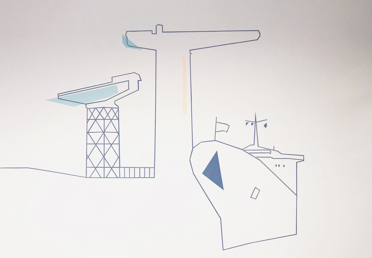 mairitimoney's tweet photo. I just finished my first mural for Concept Group - a company based in Clydebank. The design draws upon the landmarks and history of the surrounding area including The old Singer Factory, The Titan Crane and The QE2 ship. #Mural #Clydebank #Titancrane #QE2 #Singerfactory #Glasgow https://t.co/xEhoLjfx0B