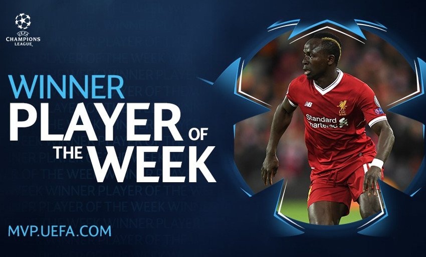 LFC's tweet photo. Sadio Mane has been named @ChampionsLeague Player of the Week. 🙌 🏆

Congratulations, Mane! 👏

https://t.co/k52hgXYvGR https://t.co/sjOnbv1Lp5