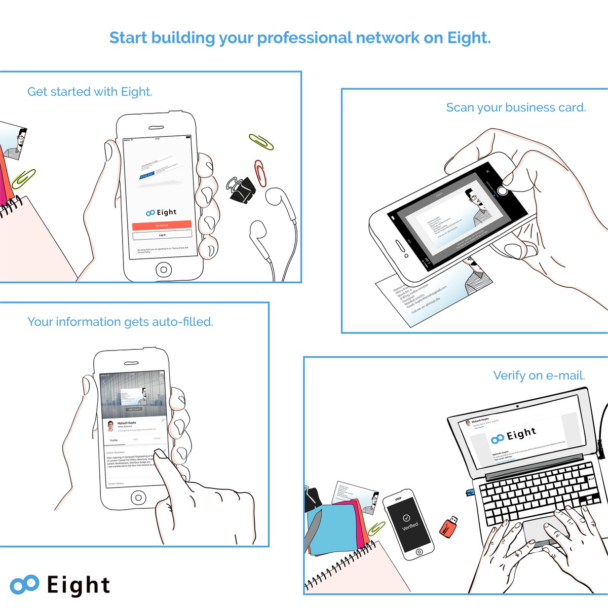 Networking will supercharge your career, open new doors for your business, facilitate exchange of ideas and widen your network. Now, it’s even easier with Eight. #TogetherMade
bit.ly/EightAppIndia
bit.ly/EightAppiOS