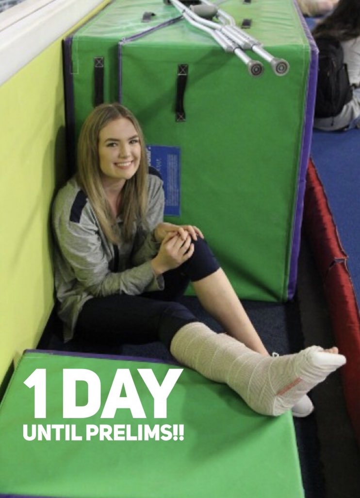 WFHS_Gymnastics's tweet photo. Poor girl hasn’t caught a break all year, but she’s one of our biggest cheerleaders! Come help her cheer us on tomorrow at 10 AM at Dunwoody HS! 📷: Junior @abby__hager https://t.co/Om3hB4c1ZI