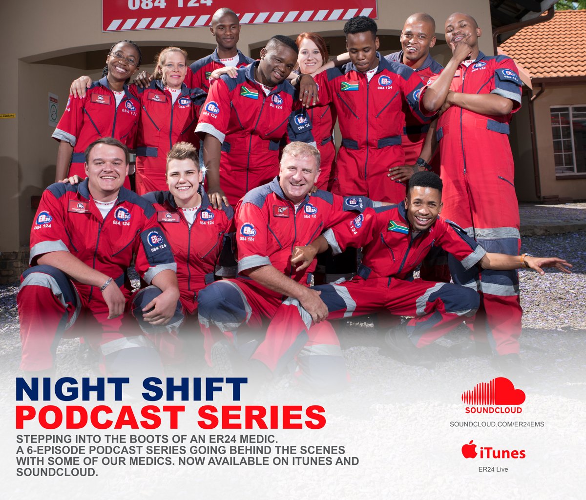 ER24EMS's tweet photo. Stepping into the boots of an #ER24 Medic. A 6-episode #podcast series going behind the scenes with some of our medics. Listen on iTunes now - https://t.co/jhWw0eSIas - Also available on https://t.co/8fQnk3CFRg #nightshift #BehindTheScenes https://t.co/9OgZMazuKy