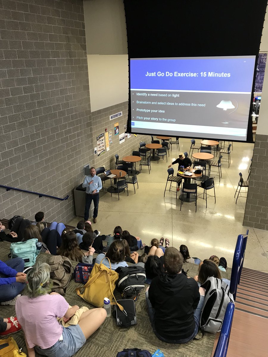 DHarterCHE's tweet photo. Day 4 of Design Thinking Training for HSEHS’s Innovations class. Students were given a problem, asked to prototype their idea, &amp; then pitch their solution @KSMC_Consulting @HSESchools @AllenBourff @wechsler @ScottFadness @FishersIN @Indiana_IoT @HSEPrincipal #InnovationsHSE https://t.co/bY5g9bN070